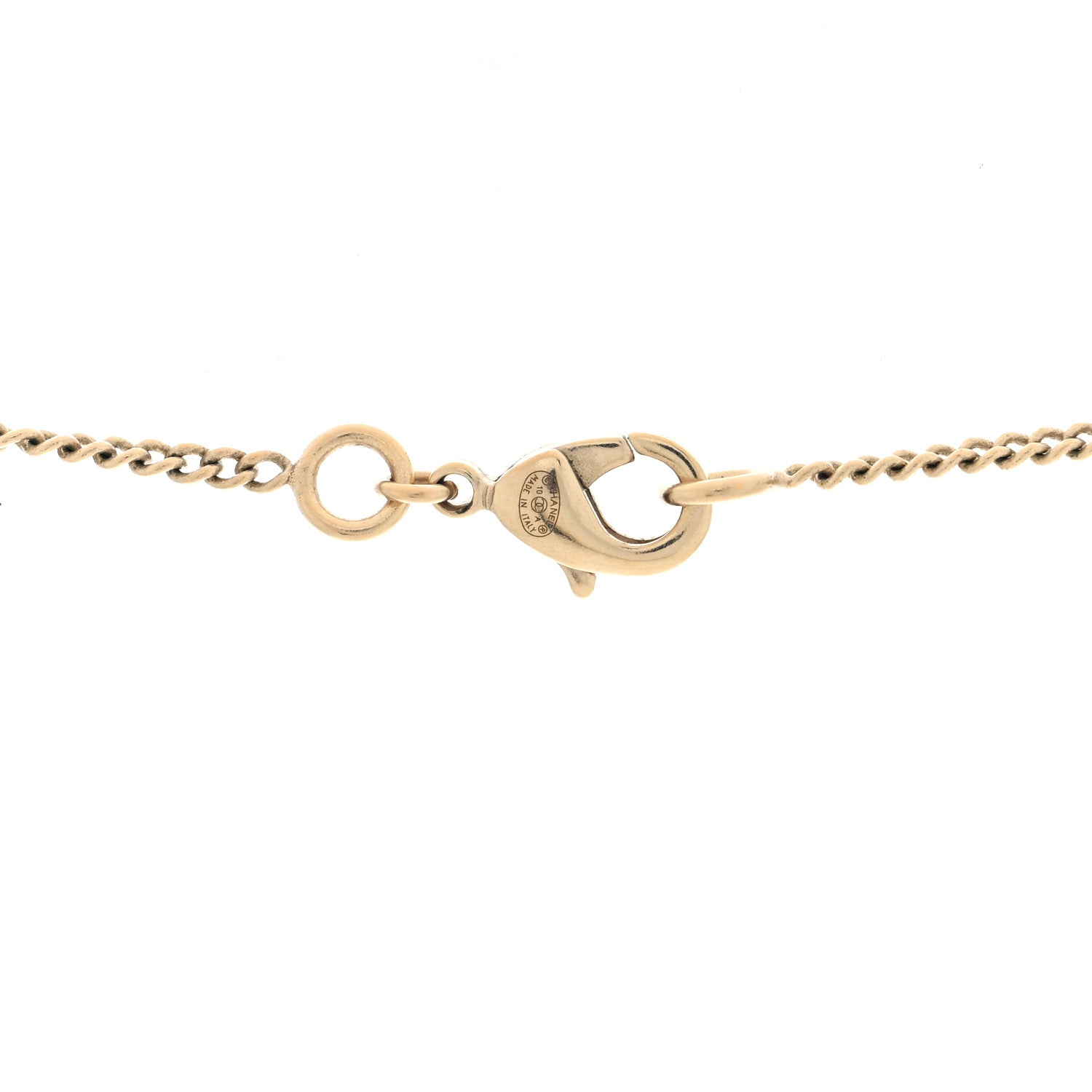 Chanel Metal Resin CC Pendant Necklace Gold Pearly White 4 of 4