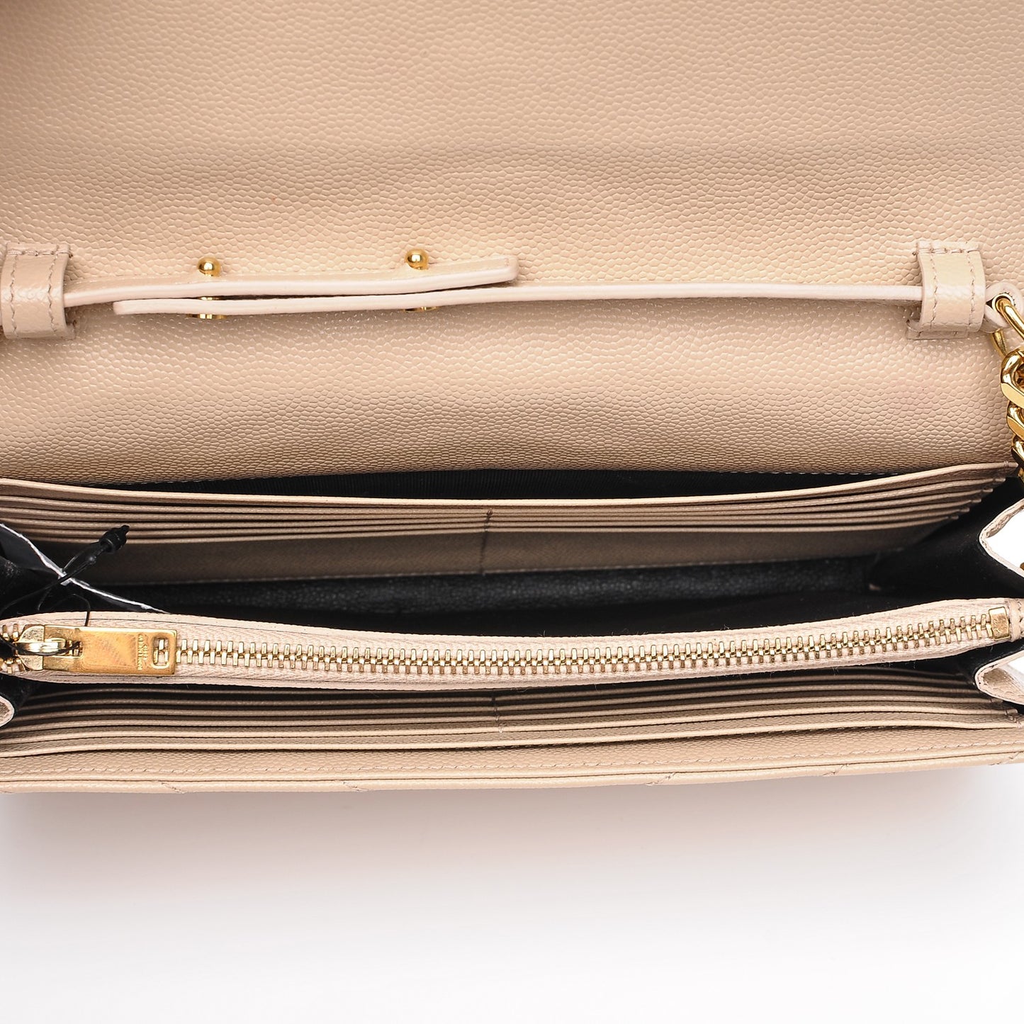 Grain De Poudre Matelasse Chevron Monogram Chain Wallet Nude Powder