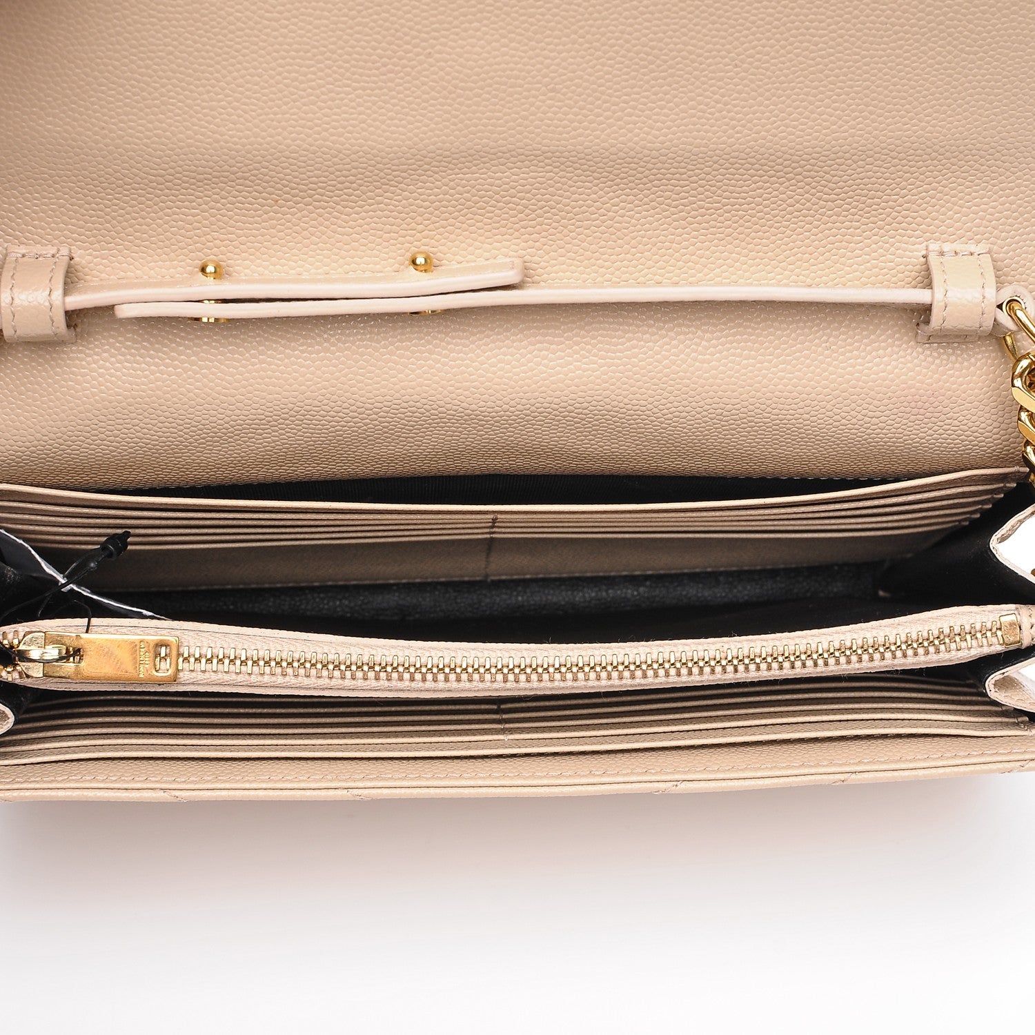 Saint Laurent Grain De Poudre Matelasse Chevron Monogram Chain Wallet Nude Powder 5 of 7