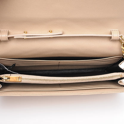 Saint Laurent Grain De Poudre Matelasse Chevron Monogram Chain Wallet Nude Powder 5 of 7