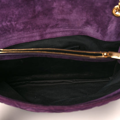 Saint Laurent Suede Mixed Matelasse Triquilt Large Monogram Envelope Satchel Purple 5 of 10