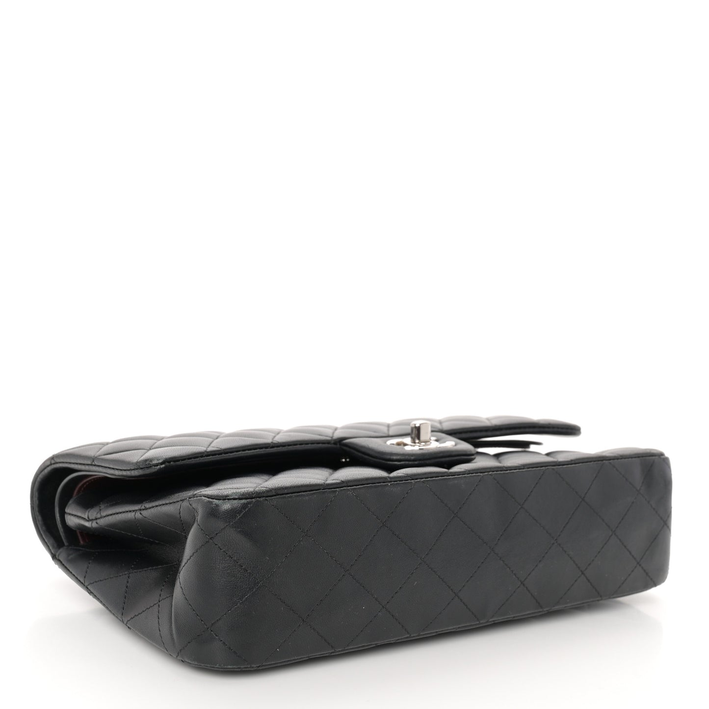 Lambskin Quilted Medium Double Flap Black