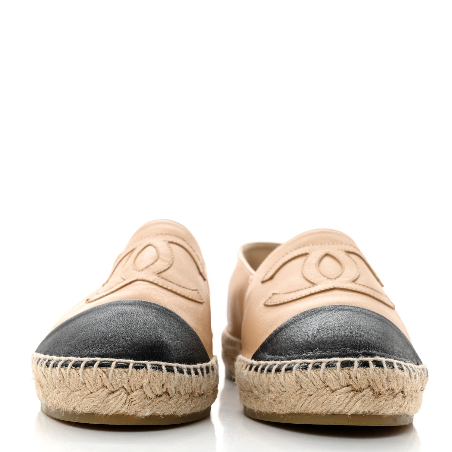 Chanel Lambskin CC Espadrilles 39 Beige Black 2 of 8