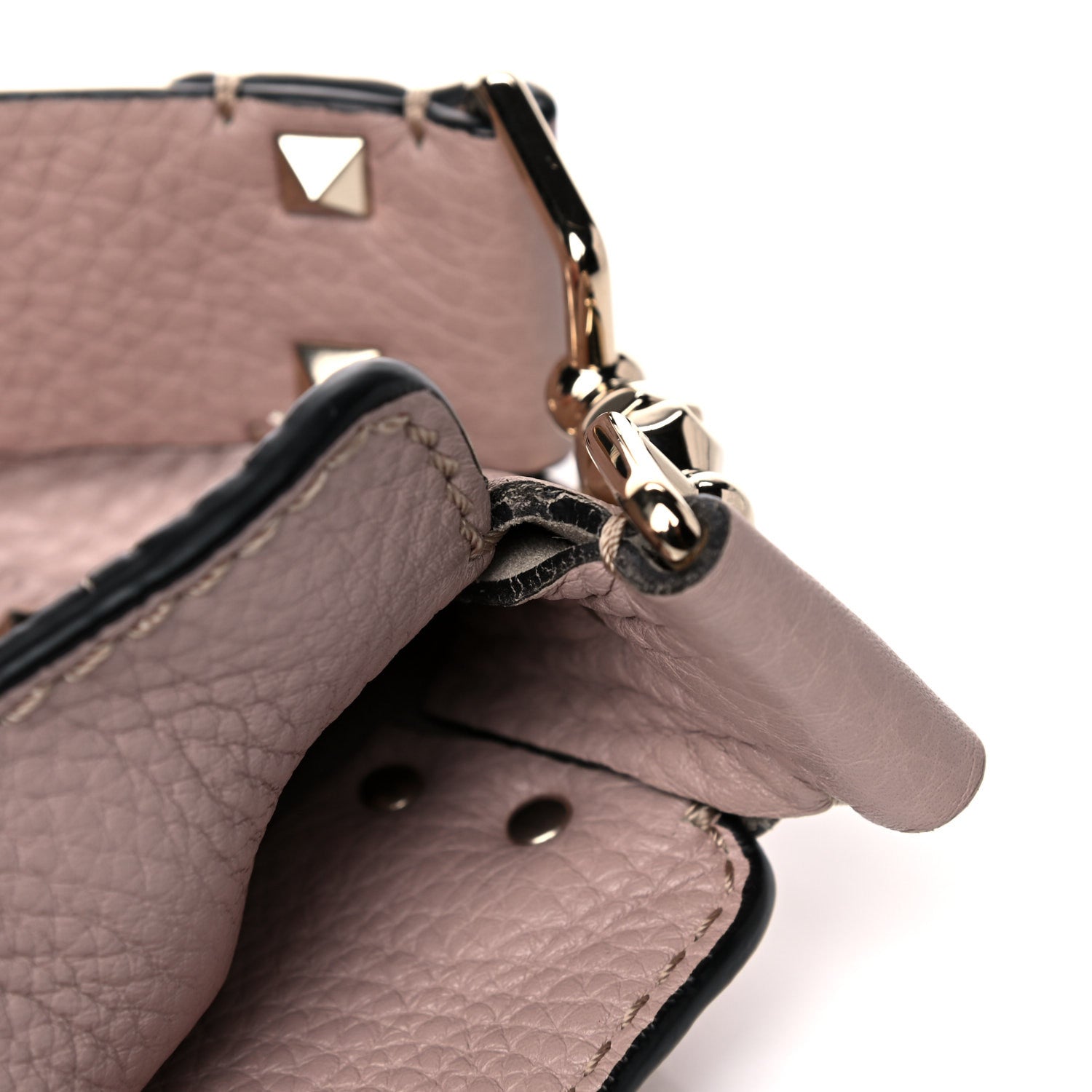 Valentino Garavani Pebbled Calfskin Small Rockstud Flip-Lock Messenger Bag Poudre 14 of 15