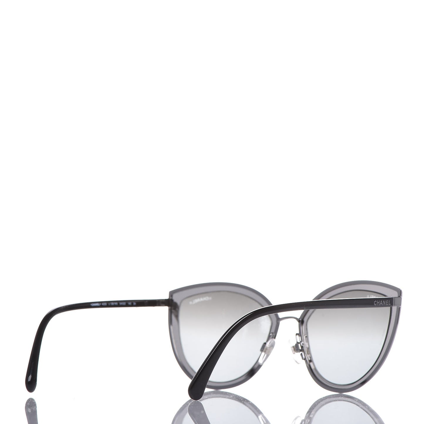 Metal Cat Eye Sunglasses 4222 Silver Black