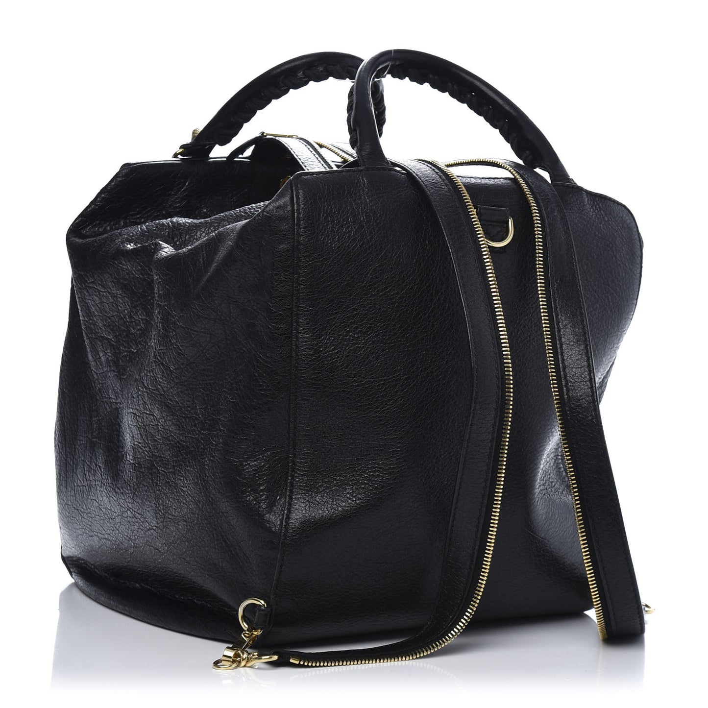 Agneau Giant 12 Gold Hardware Zip Traveler Backpack Black