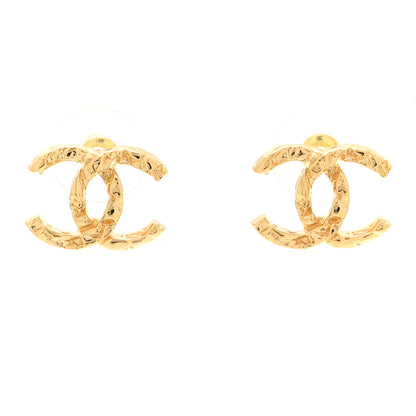 Chanel Metal Textured CC Earrings Gold 1 of 6
