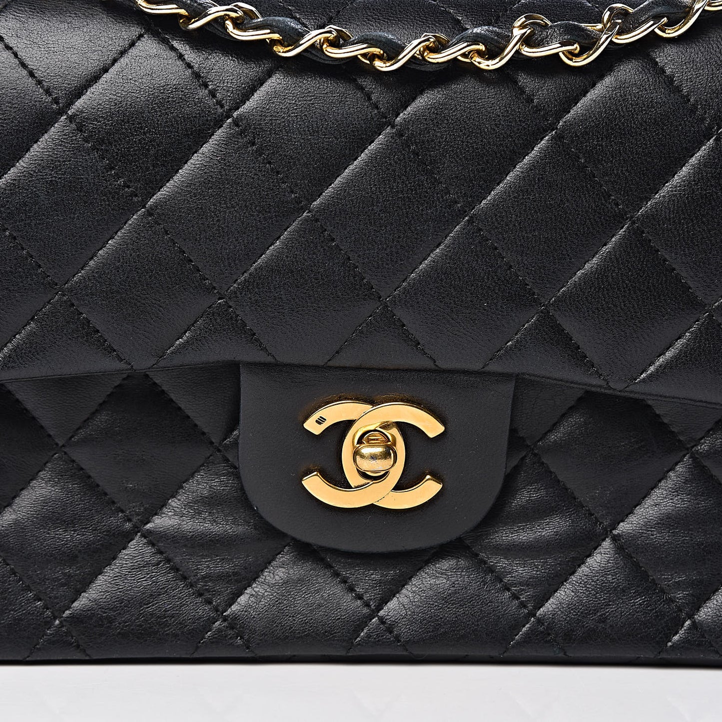 Lambskin Quilted Small Double Flap Black
