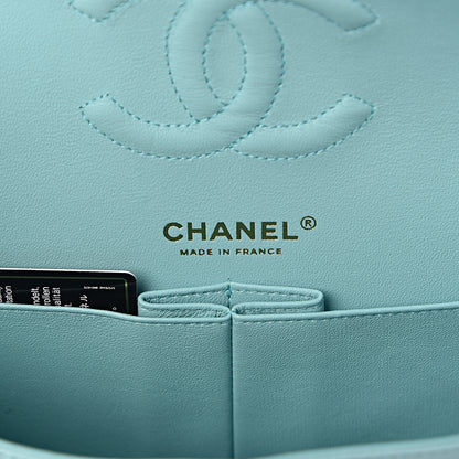 Chanel Caviar Quilted Medium Double Flap Light Blue 6 of 14