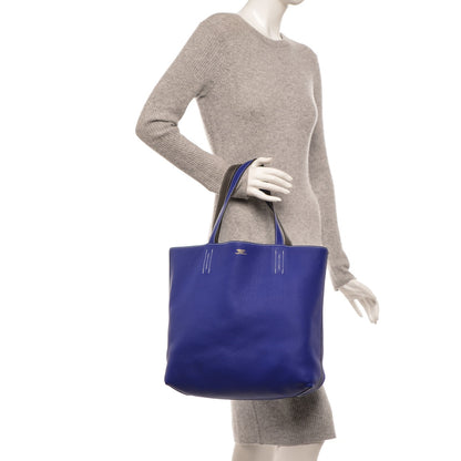 Hermes Taurillon Clemence Double Sens 36 Reversible Tote Graphite Bleu Electrique 2 of 8