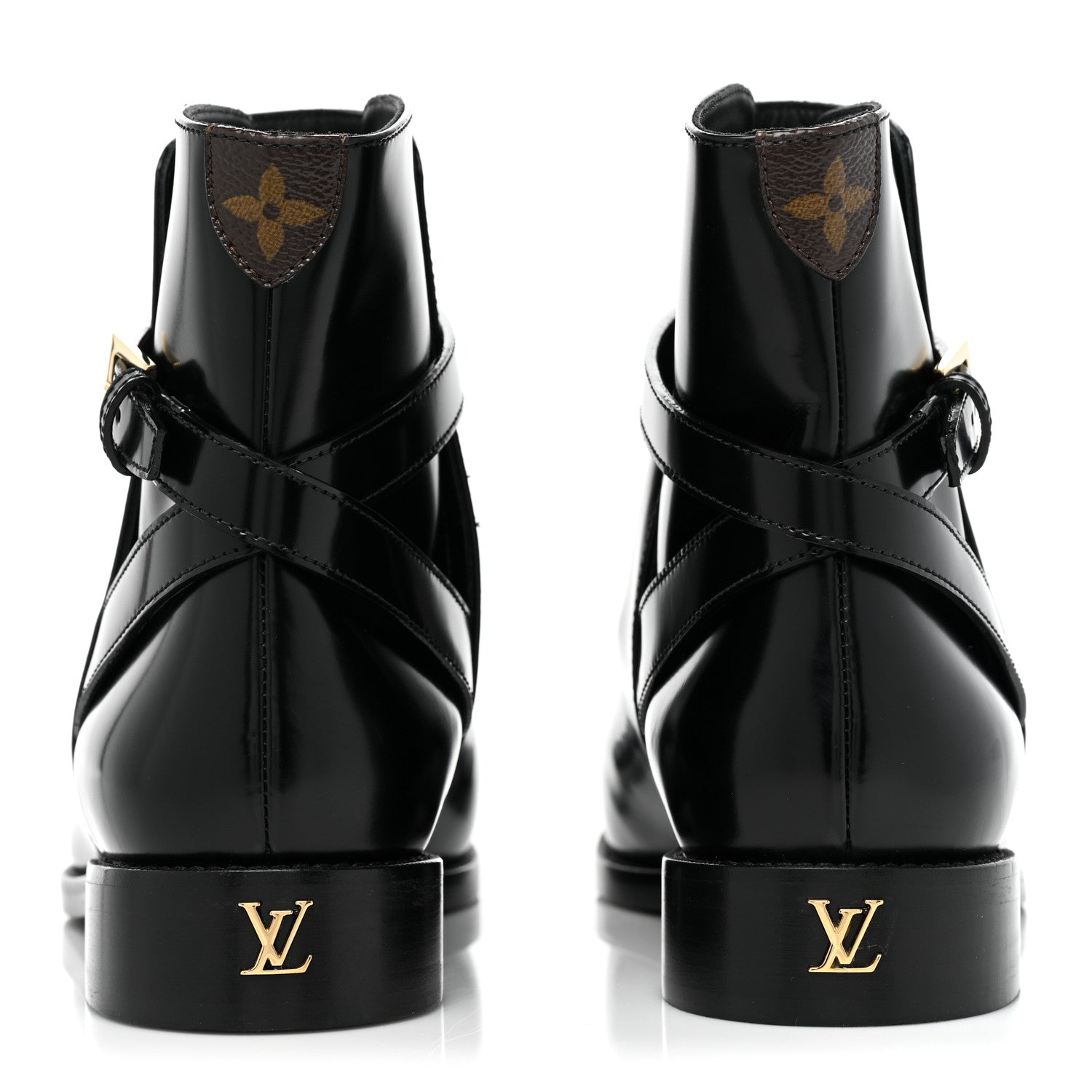 Louis Vuitton Calfskin Monogram Flat Ankle Boots 38 Black 4 of 13