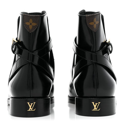 Louis Vuitton Calfskin Monogram Flat Ankle Boots 38 Black 4 of 13