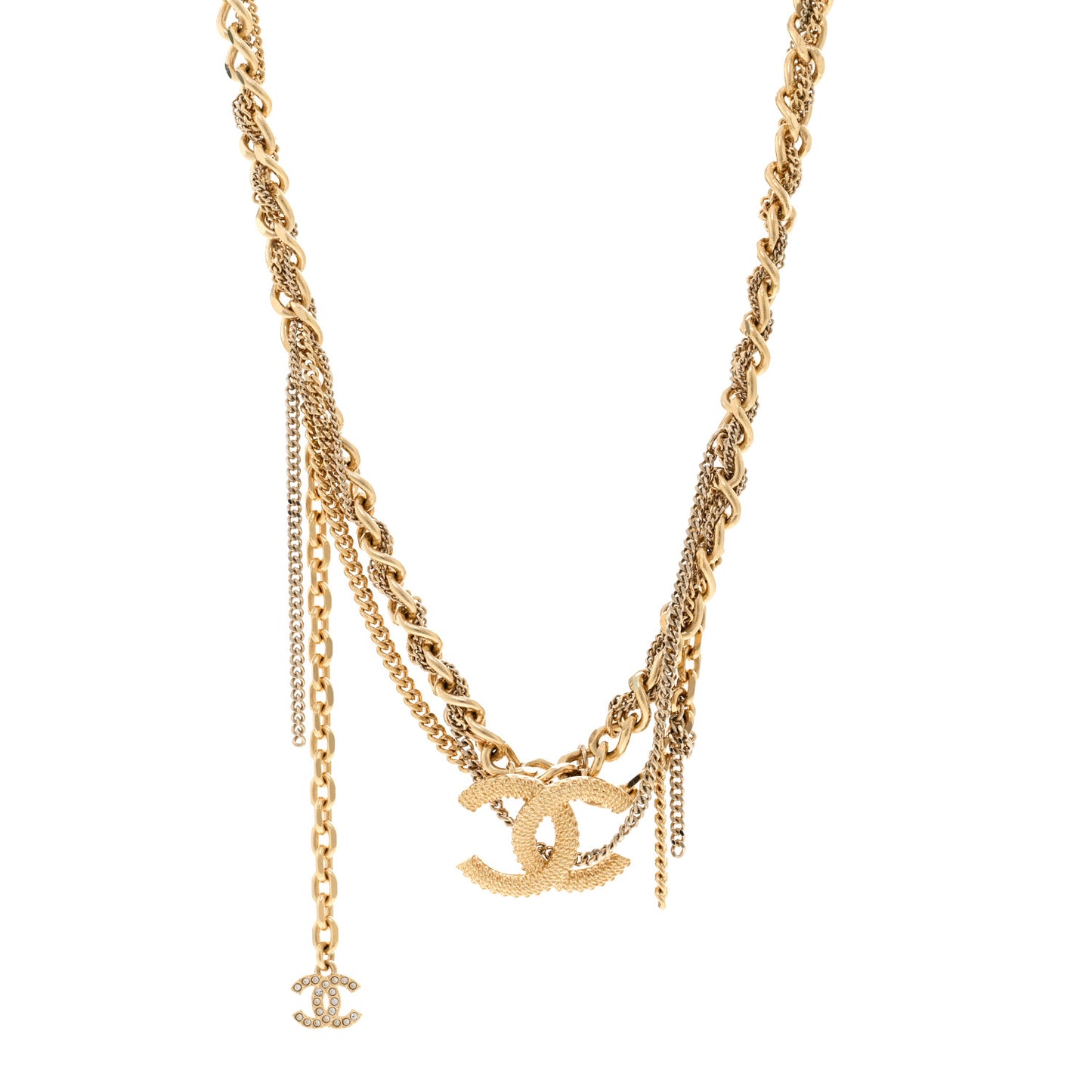 Metal Chain Link CC Multi Strand Choker Necklace Gold