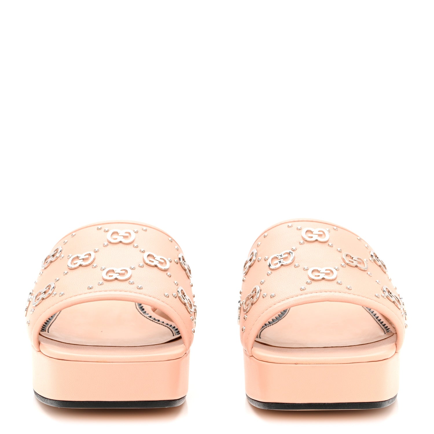 Gucci Malaga Kid Interlocking G Studs 25/50mm Platform Sandals 37.5 Perfect Pink 3 of 9