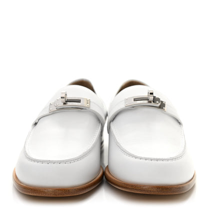 Hermes Calfskin Womens Destin Loafers 38 White 2 of 8