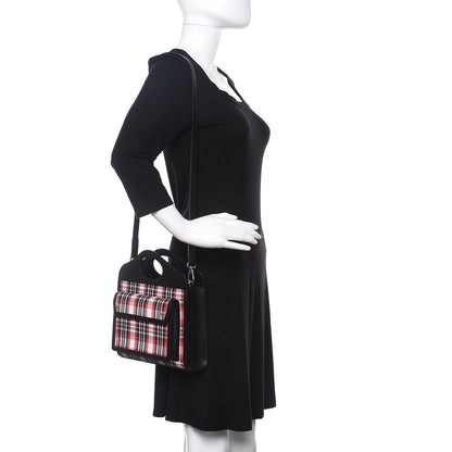 Burberry Calfskin Nylon Tartan Mini Pocket Bag Bright Red 2 of 10