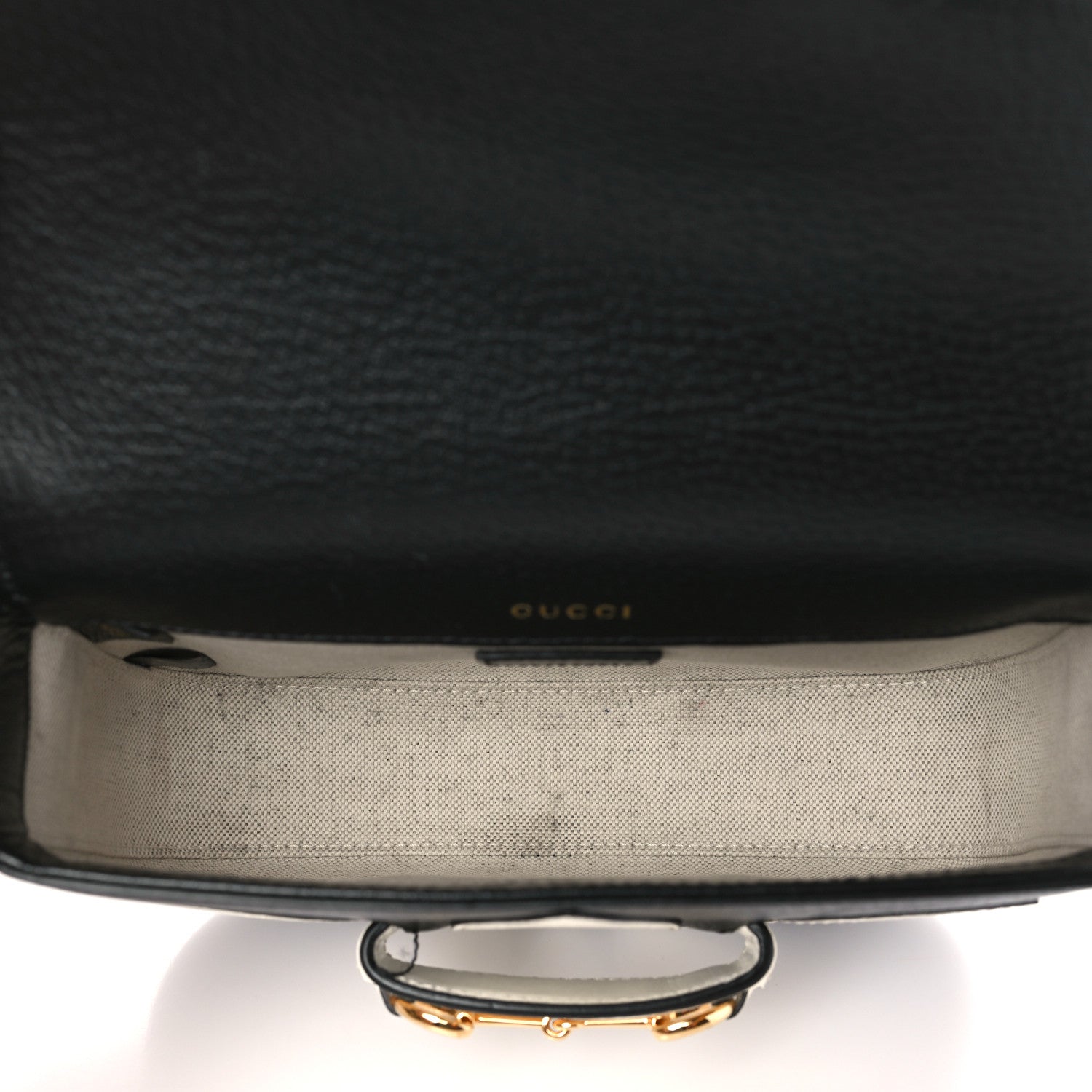Gucci X ADIDAS Textured Dollar Calfskin Web Trefoil Mini Horsebit 1955 Shoulder Bag Black Off White 5 of 10