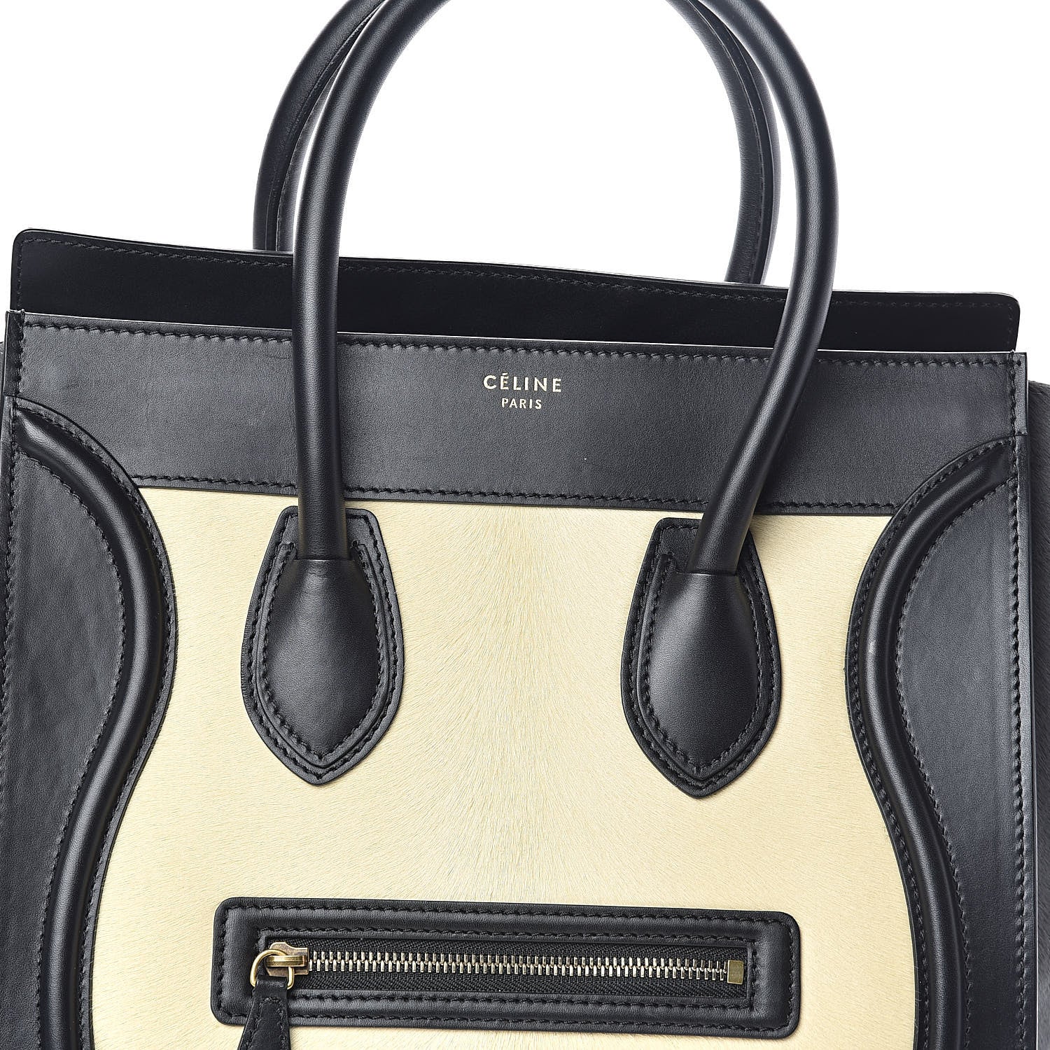 Celine Pony Hair Mini Tri-Color Luggage in Light Yellow 7 of 9
