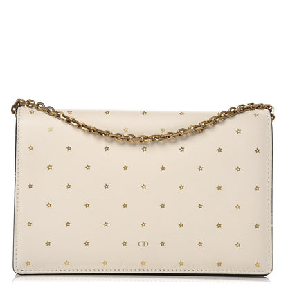 Christian Dior Calfskin Embossed Stars Wallet on Chain White Gold 1 of 8