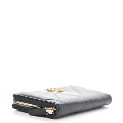 Chanel Lambskin Quilted 19 Long Zipped Around Wallet Black 3 of 7