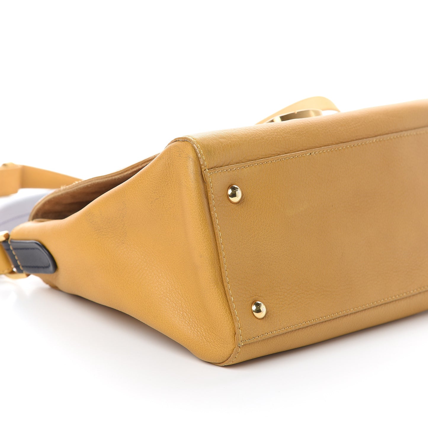 Calfskin Colorblock Anna Shoulder Bag Yellow White