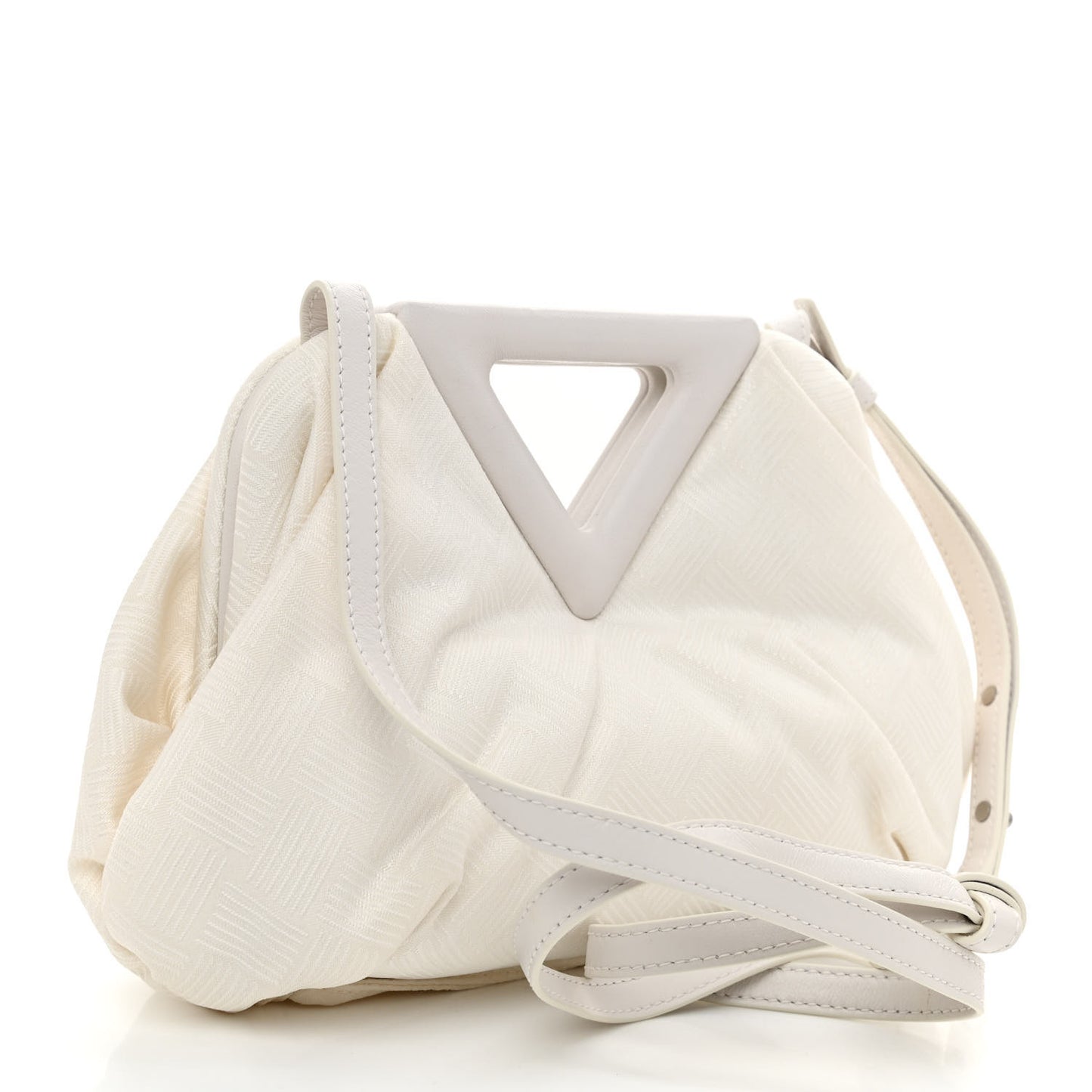 Nylon Jacquard Small The Point Triangle Bag Chalk