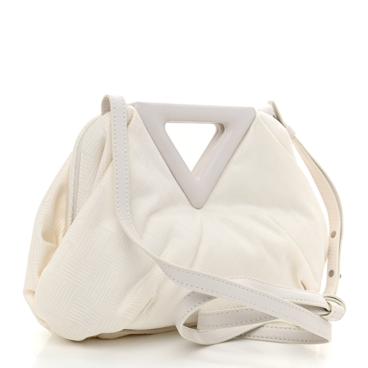 Bottega Veneta Nylon Jacquard Small The Point Triangle Bag Chalk 3 of 8