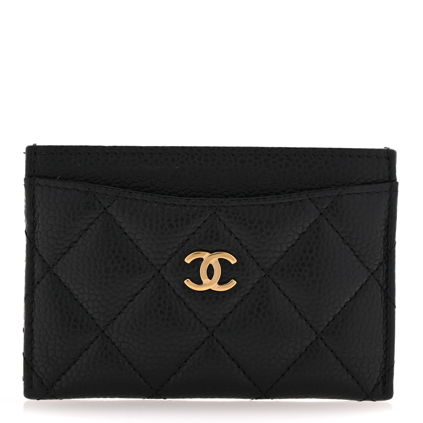 Caviar Quilted Card Holder Black