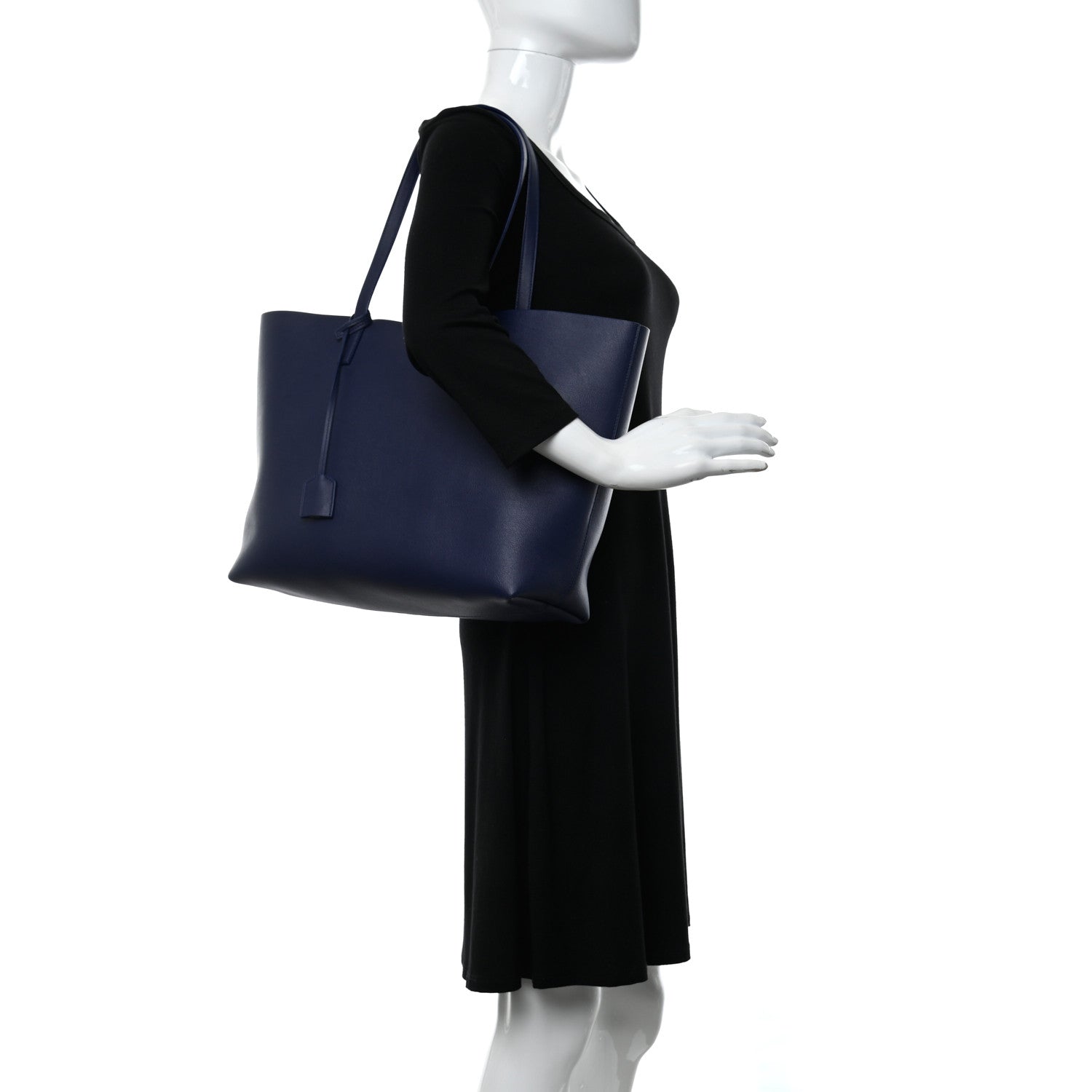Saint Laurent Calfskin Large Shopping Tote Navy 2 of 11