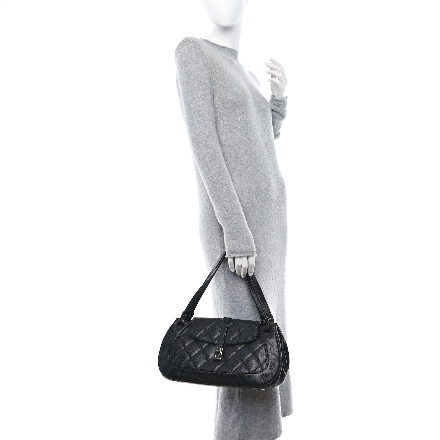 Caviar Quilted Small Mademoiselle Flap Bag Black