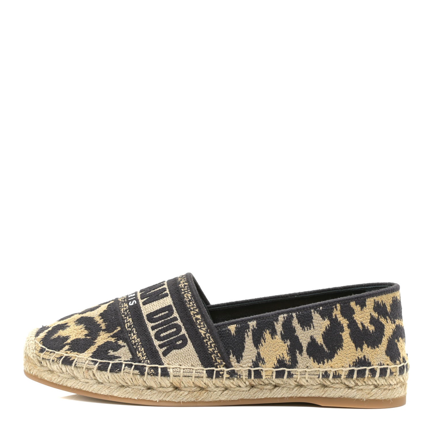 Christian Dior Cotton Embroidered Leopard Print Granville Espadrille 36.5 Natural 1 of 9
