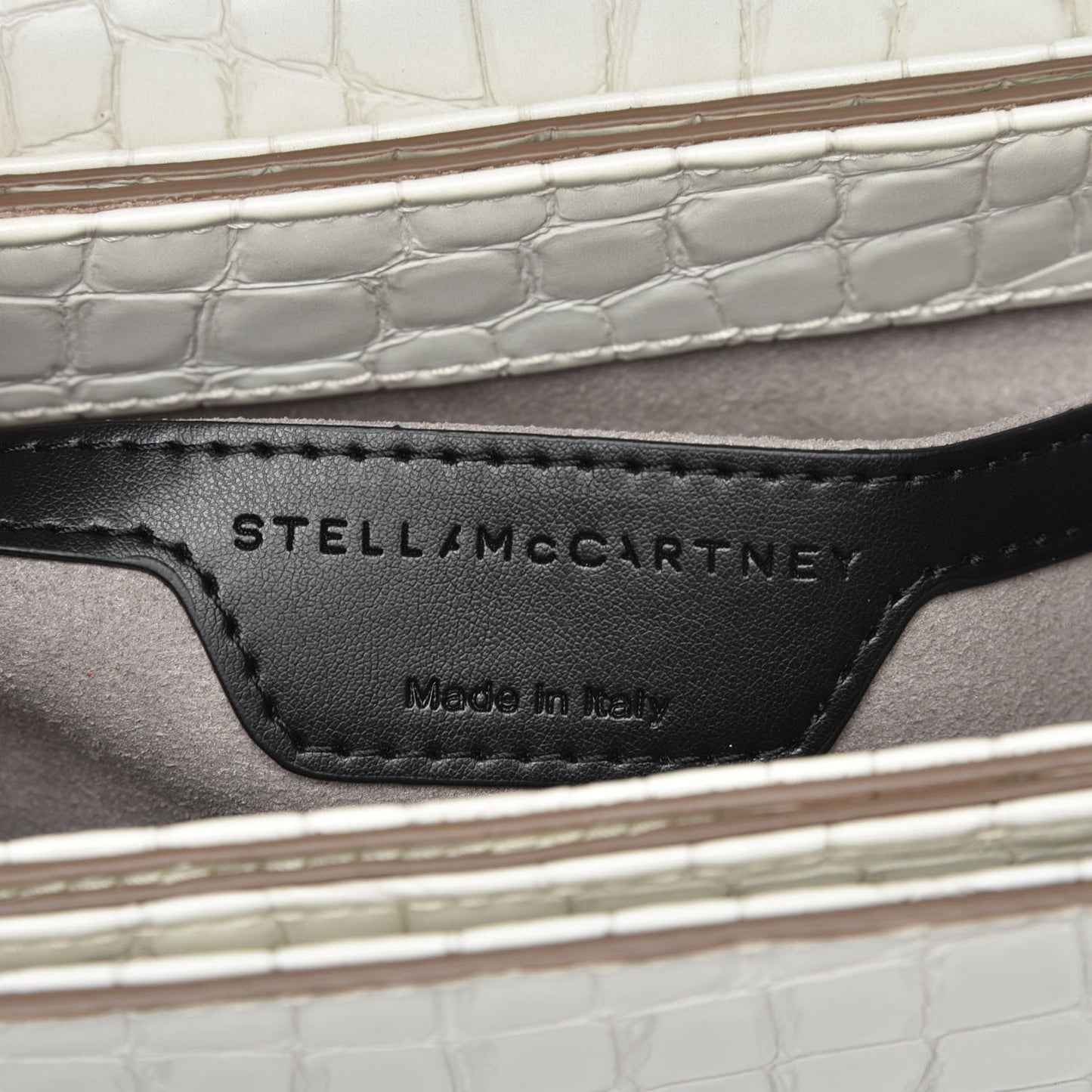 Embossed Crocodile Effect Medium Falabella Box Shoulder Bag Ivory