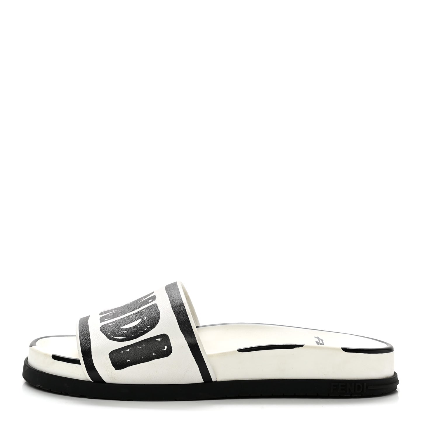 X JOSHUA VIDES Roma Calfskin Fussbetts Slide Sandals 35 Snow White Black