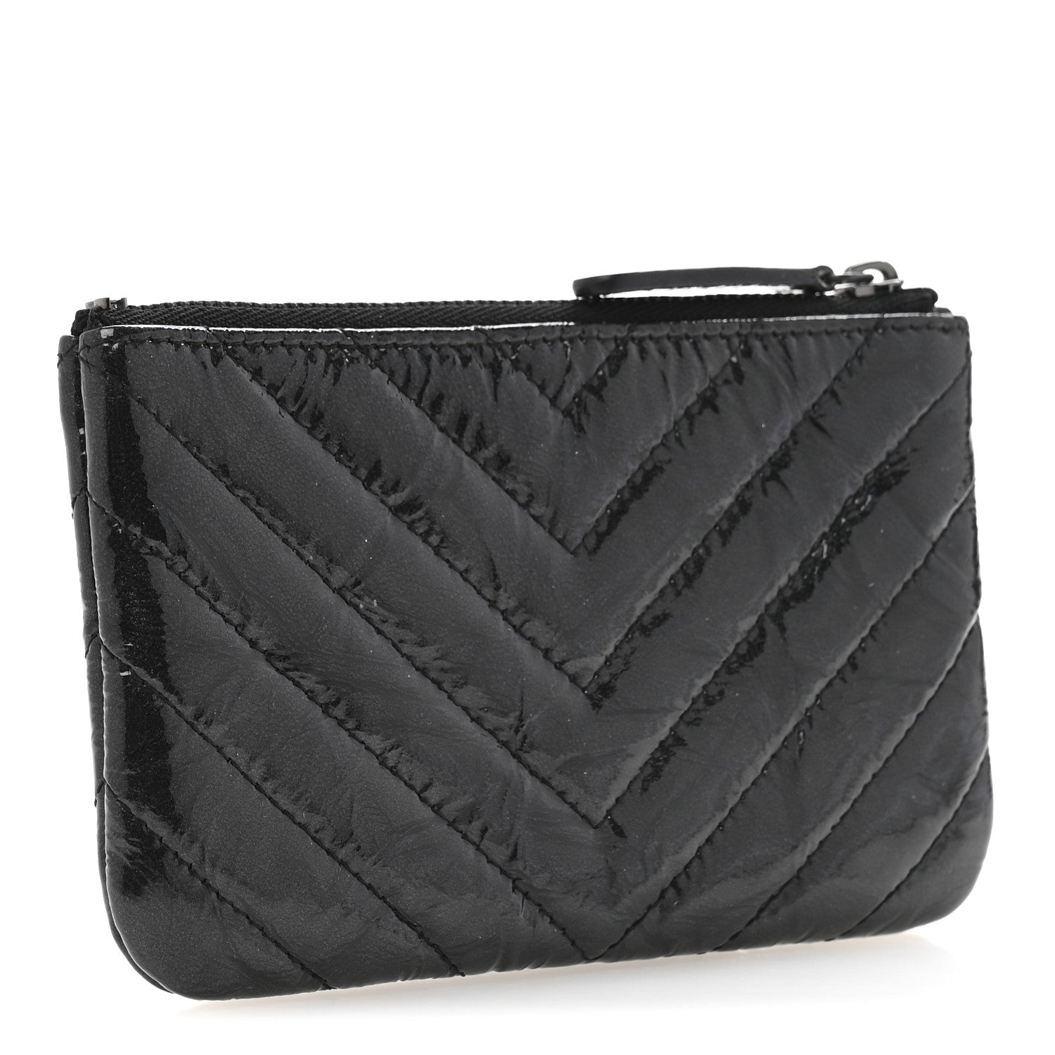 Chanel Patent Chevron Quilted Small Reissue Cosmetic Case So Black 3 of 8