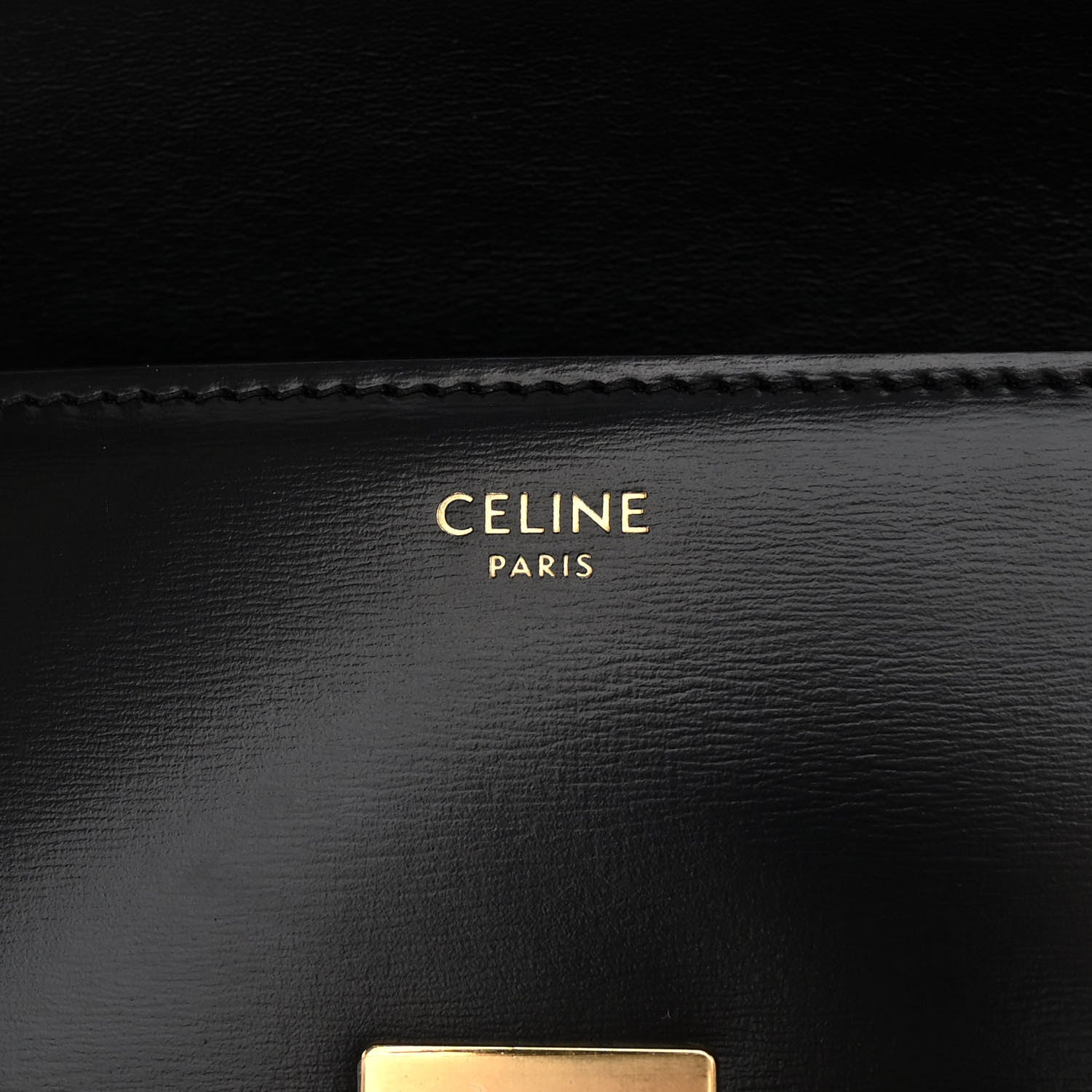 Celine Shiny Calfskin Triomphe Shoulder Bag Black 6 of 10