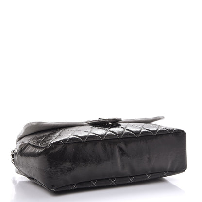 Chanel Vinyl Quilted Jumbo Melrose Degrade Flap Black 4 of 7