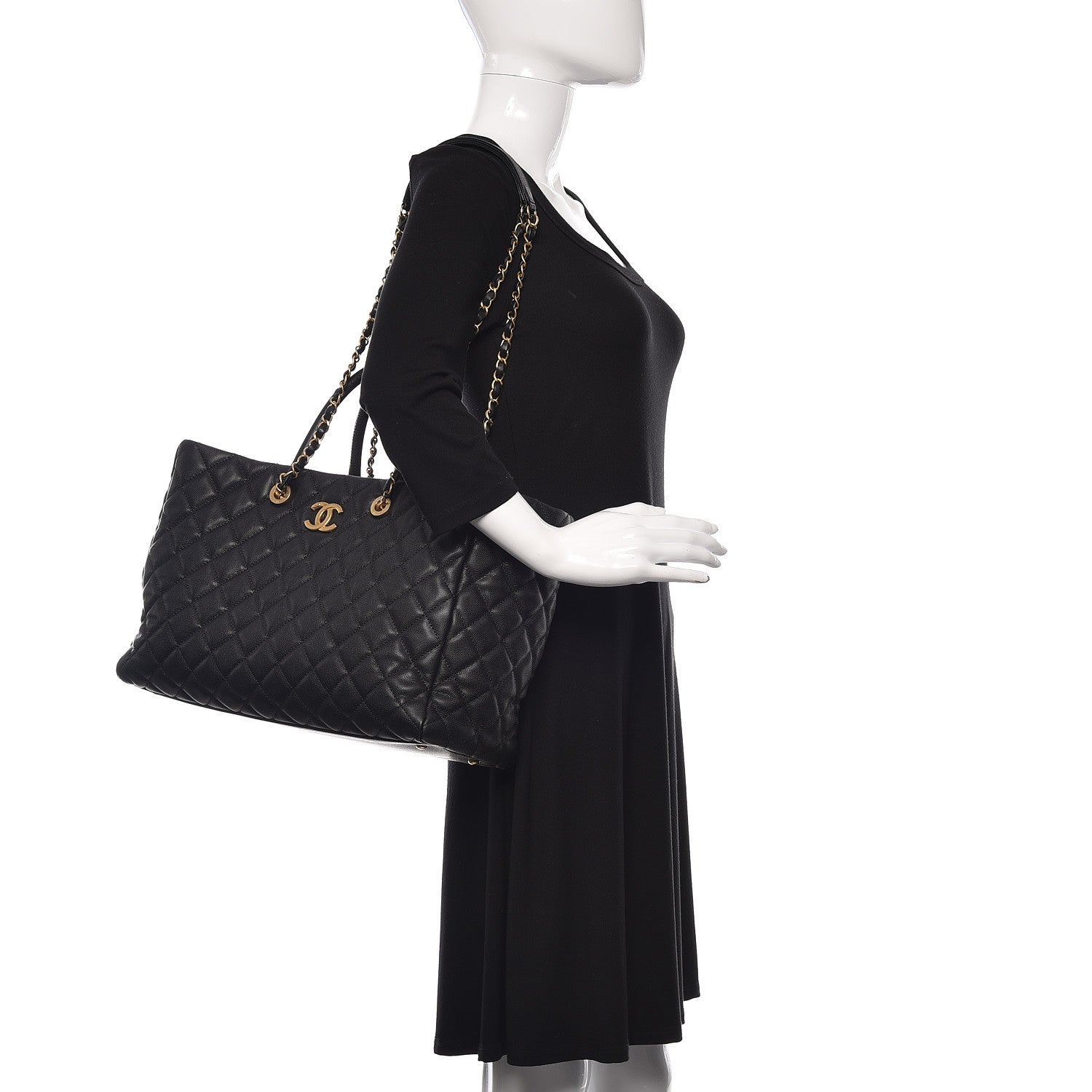 Chanel Caviar Quilted Large Coco Handle Shopping Tote Black 2 of 14
