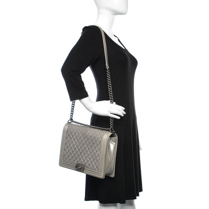 Chanel Metallic Calfskin Quilted Large Boy Flap Silver 2 of 17