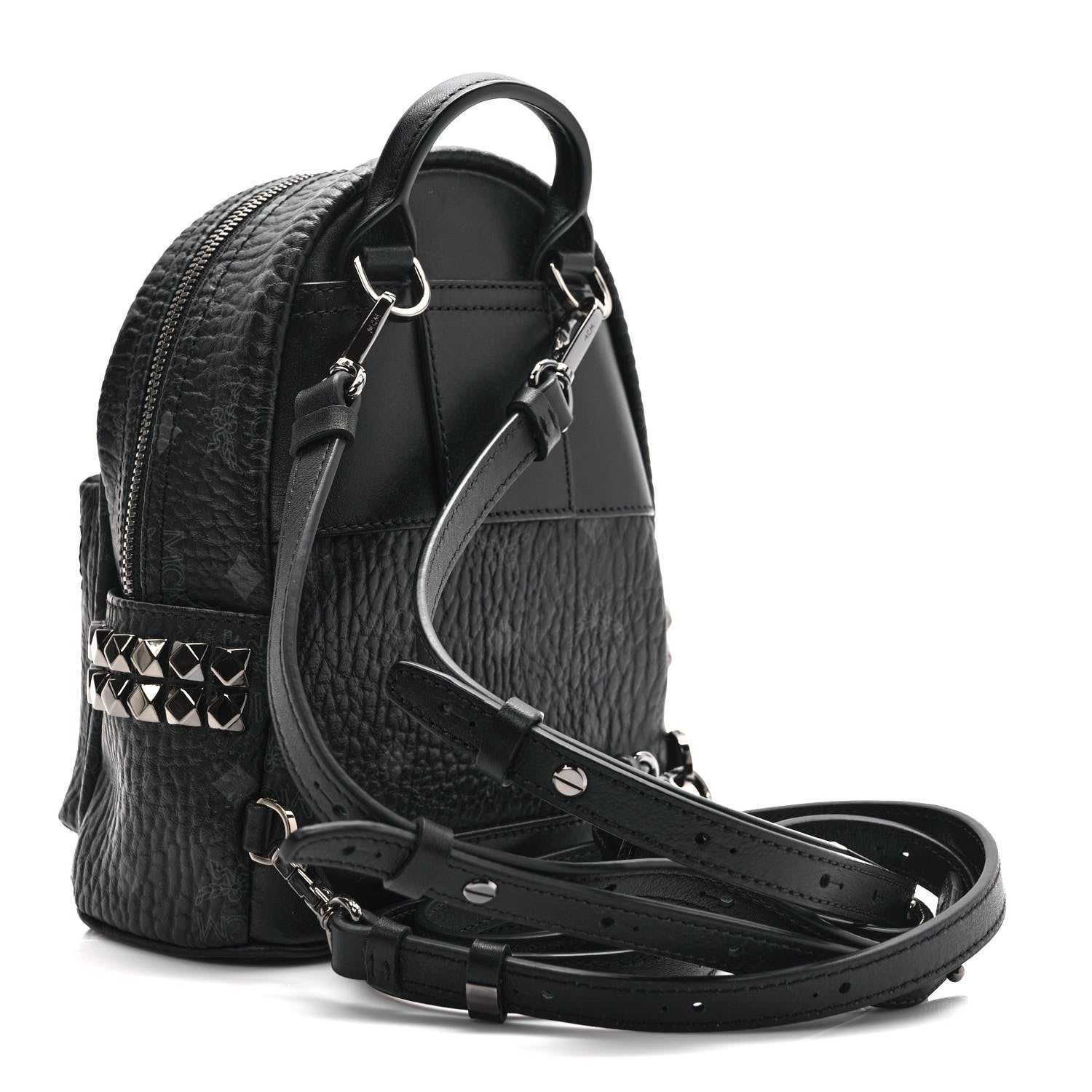 MCM Visetos Side Stud X-Mini Stark Bebe Boo Backpack Black 3 of 10