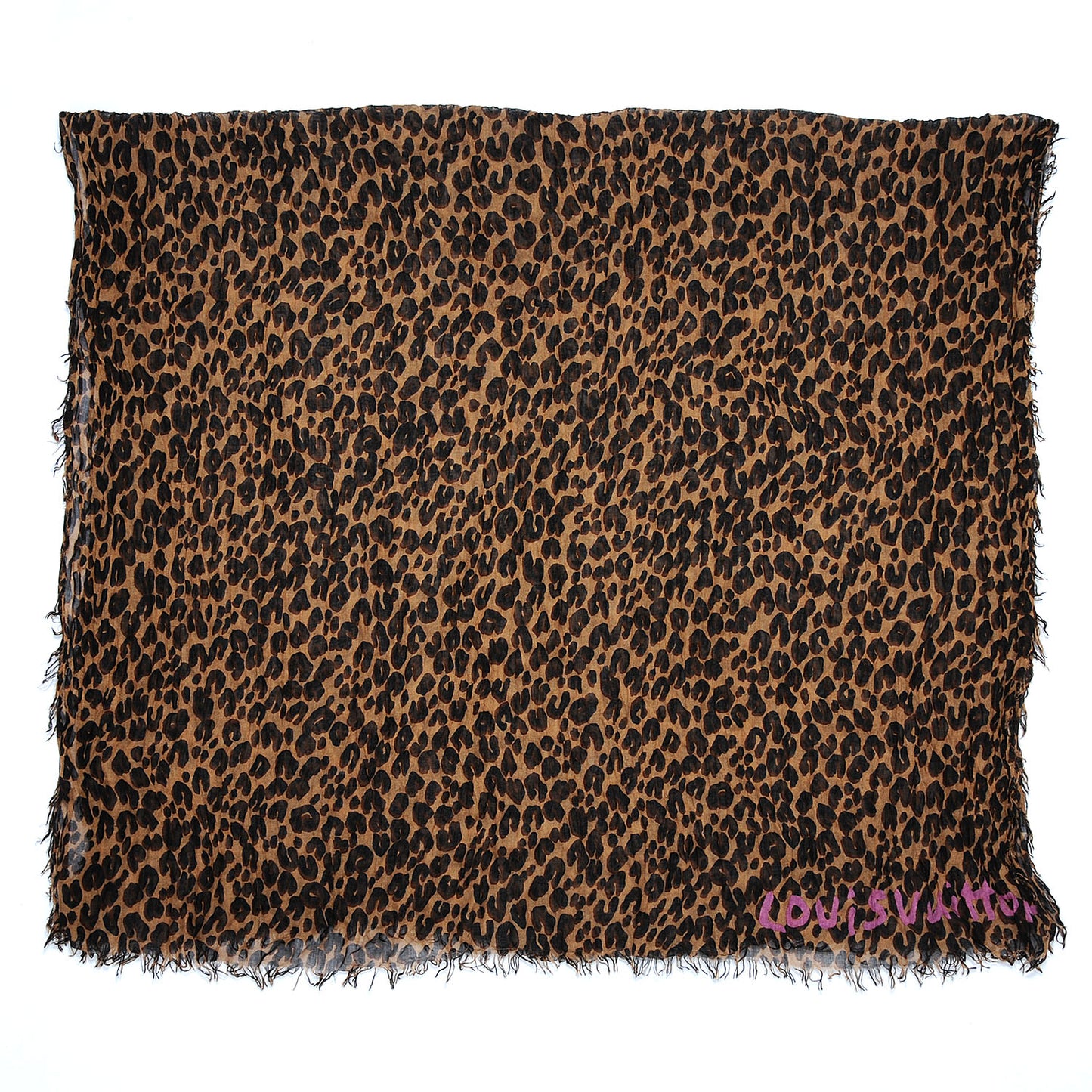 Cashmere Silk Leopard Stole Brown