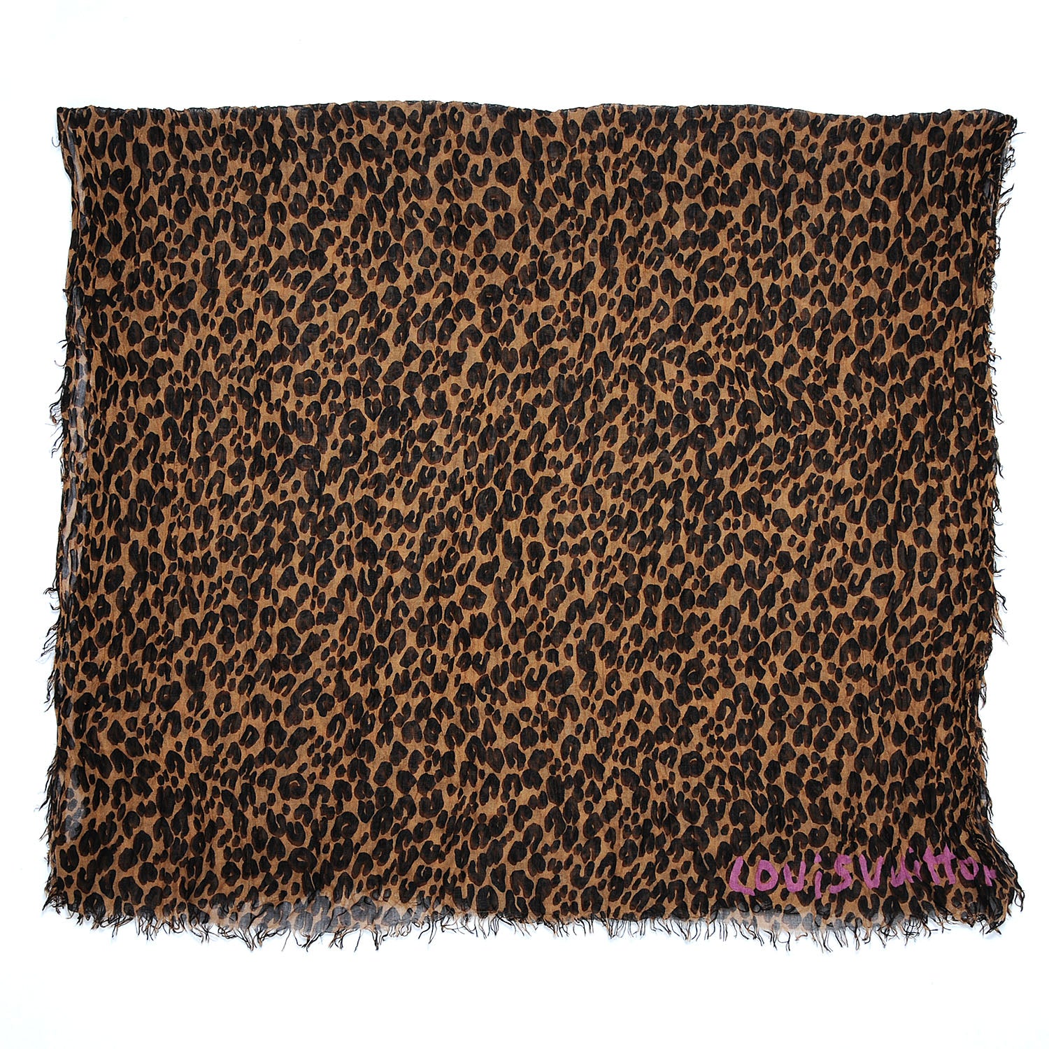 Louis Vuitton Cashmere Silk Leopard Stole Brown 3 of 7