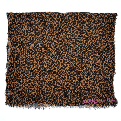 Louis Vuitton Cashmere Silk Leopard Stole Brown 3 of 7