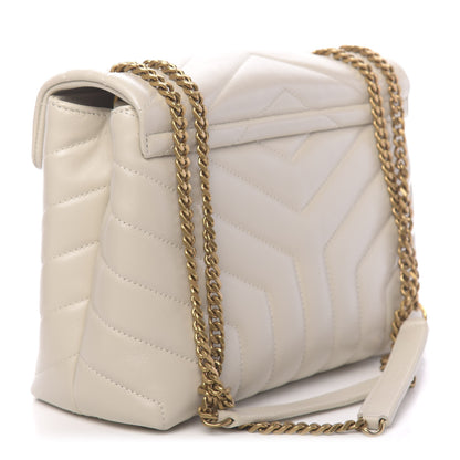 Saint Laurent Calfskin Y Quilted Monogram Small Loulou Chain Satchel Ivory 3 of 9