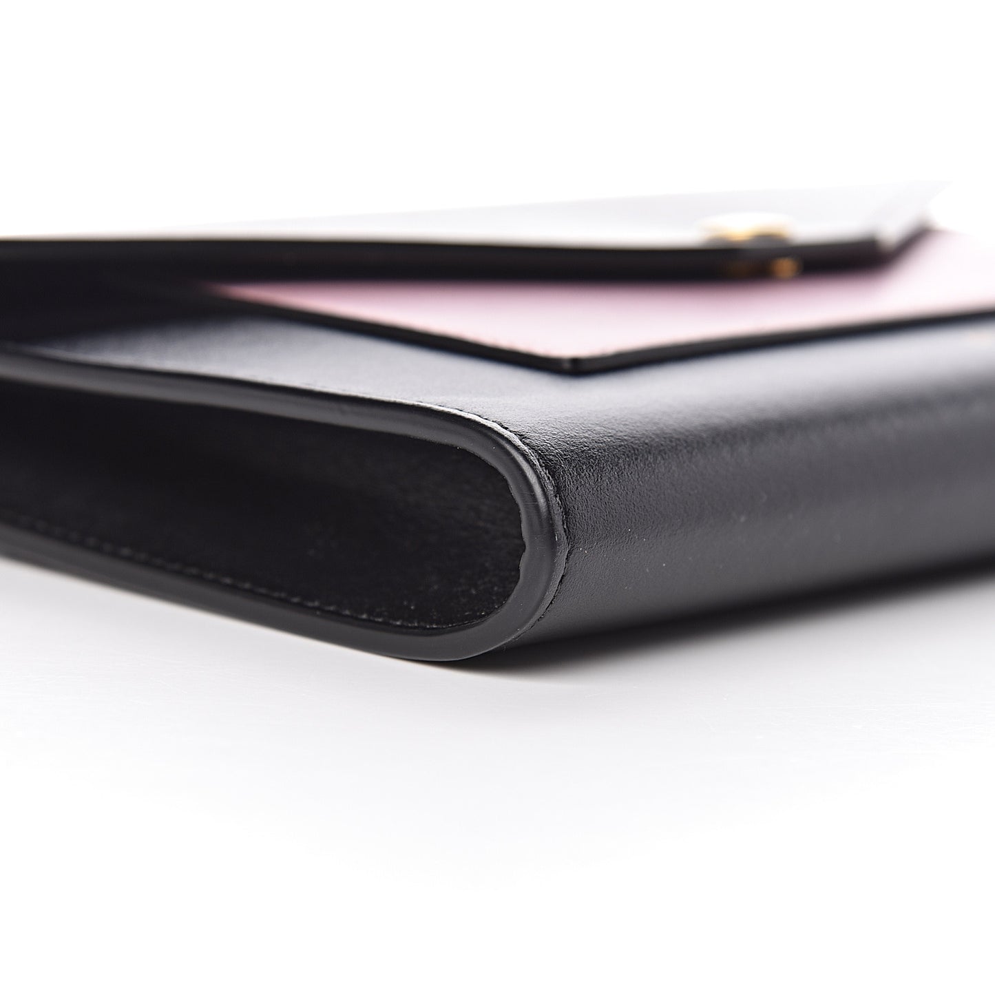 Smooth Calfskin Clutch On A Chain Black Pink