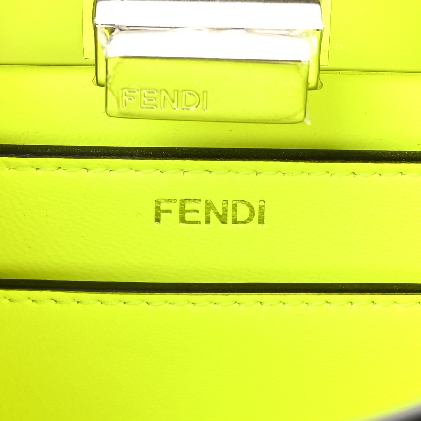 Vitello Seta Nappa Bi-Color Small Peekaboo I SEE U Satchel White Ice Yellow Fluo