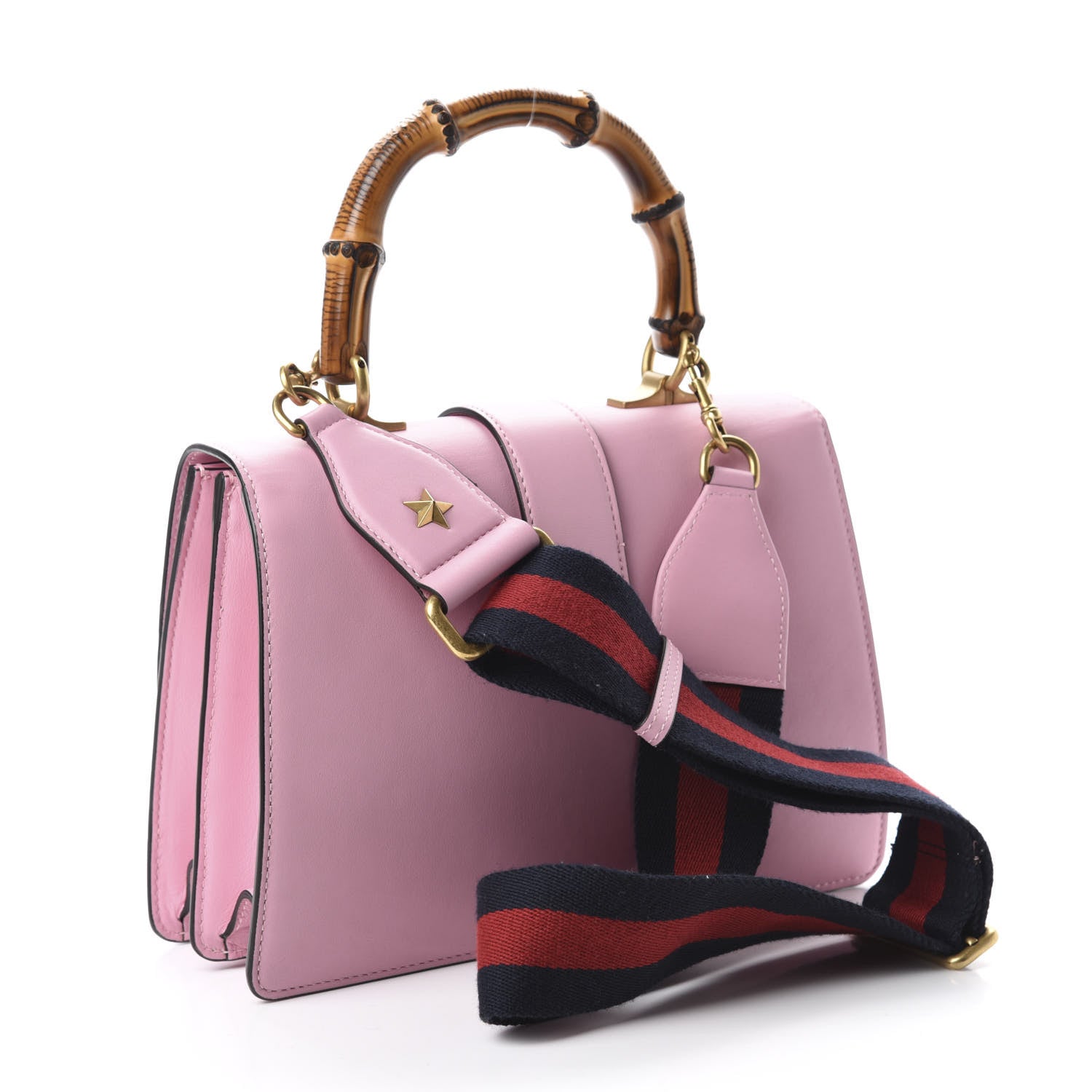 Gucci Moon Calfskin Web Medium Dionysus Bamboo Top Handle Bag Sugar Pink Blue Agata Hibiscus Red 3 of 10