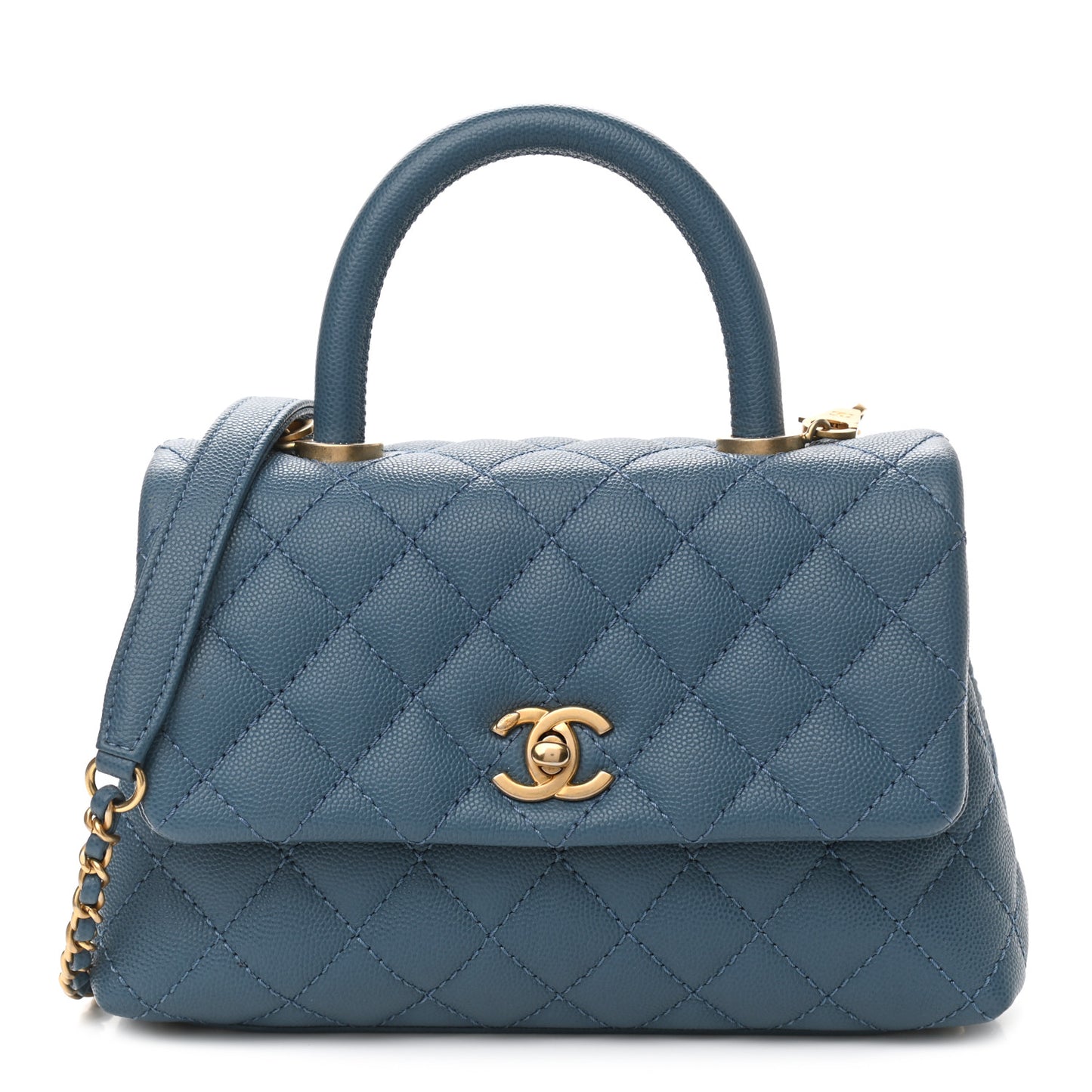 Caviar Quilted Mini Coco Handle Flap Blue
