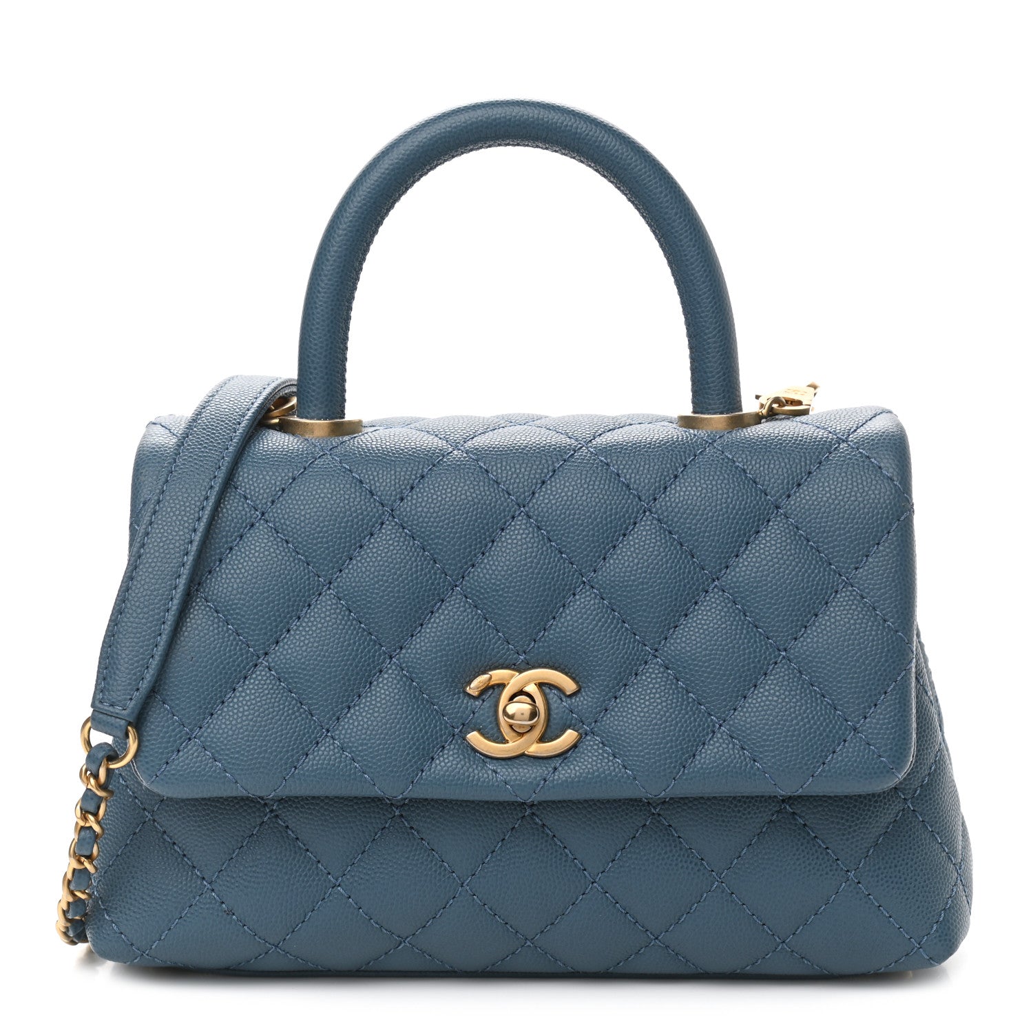 Chanel Caviar Quilted Mini Coco Handle Flap Blue 1 of 10