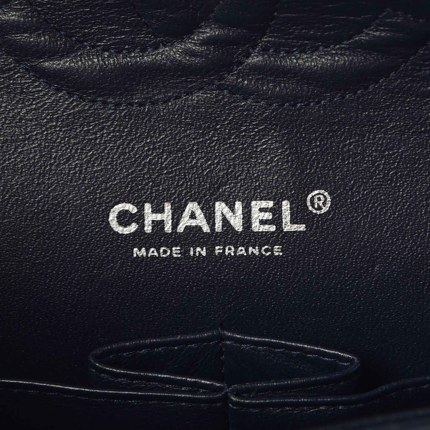 Patent Quilted Medium Double Flap Navy Blue