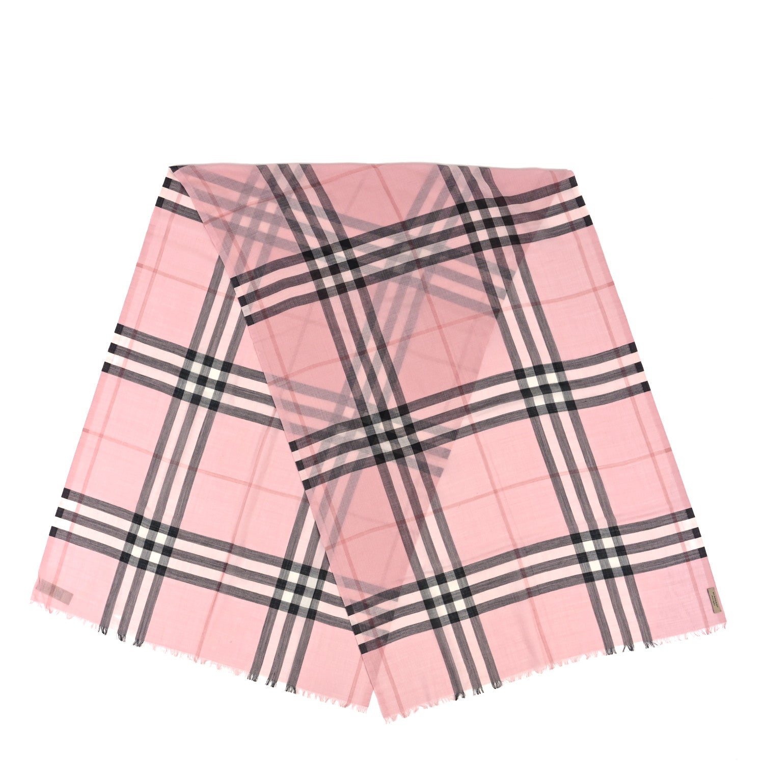 Burberry Silk Wool Gauze Giant Check Scarf Ash Rose 2 of 4